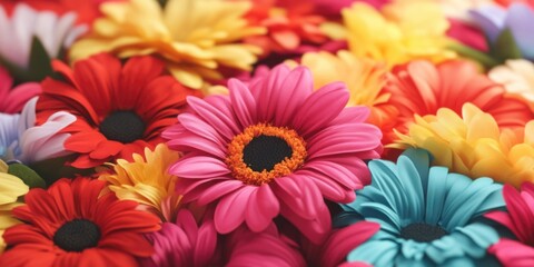 Vibrant multicolored gerbera daisies in bloom