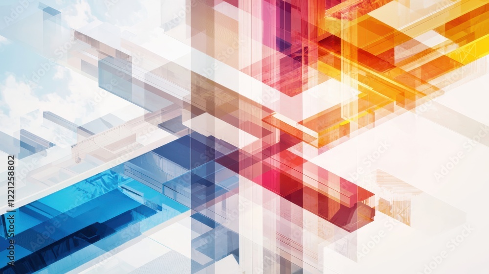Poster dynamic intersection of abstract elements representing vibrant startup culture digital space graphic