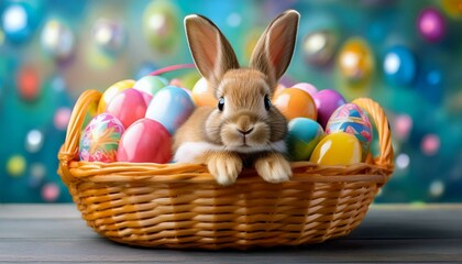 rabbit and easter eggs