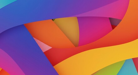 Chromatic Symphony: An abstract composition of vibrant, layered, multicolored ribbons, weaving a dynamic and energetic visual experience.