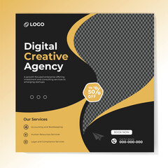 Digital marketing and corporate business service social media post banner template design