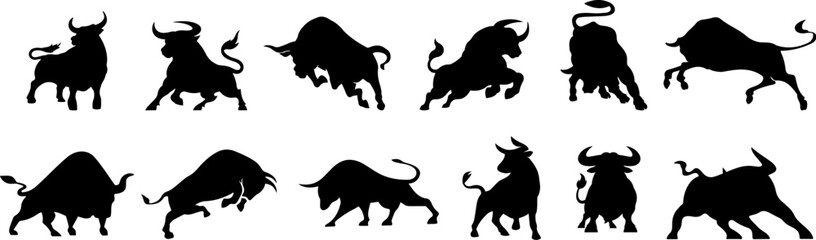 Silhouette of a Bull in vector art.