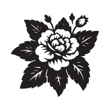 black and white rose flower design clip art preview