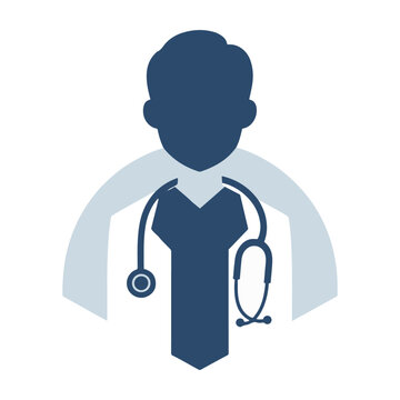 blue doctor with stethoscope icon clip art preview