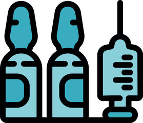 Medical ampoules and syringe representing vaccination and healthcare