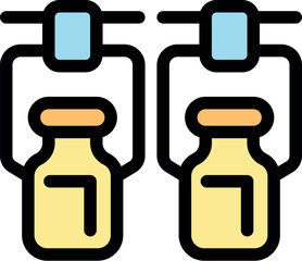 Conveyor belt transporting two milk bottles in a dairy factory, representing automated milk production and packaging