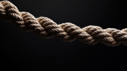 A close-up photograph shows a thick, textured rope against a dark background