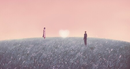 Love and valentine's day concept art. surreal artwork. conceptual illustration. 