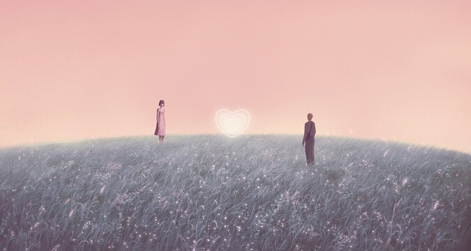 Naklejki Love and valentine's day concept art. surreal artwork. conceptual illustration. 