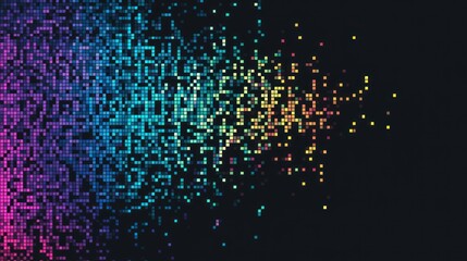 Obraz premium Abstract colorful pixelated gradient fading into darkness. Useful for technology or backgrounds