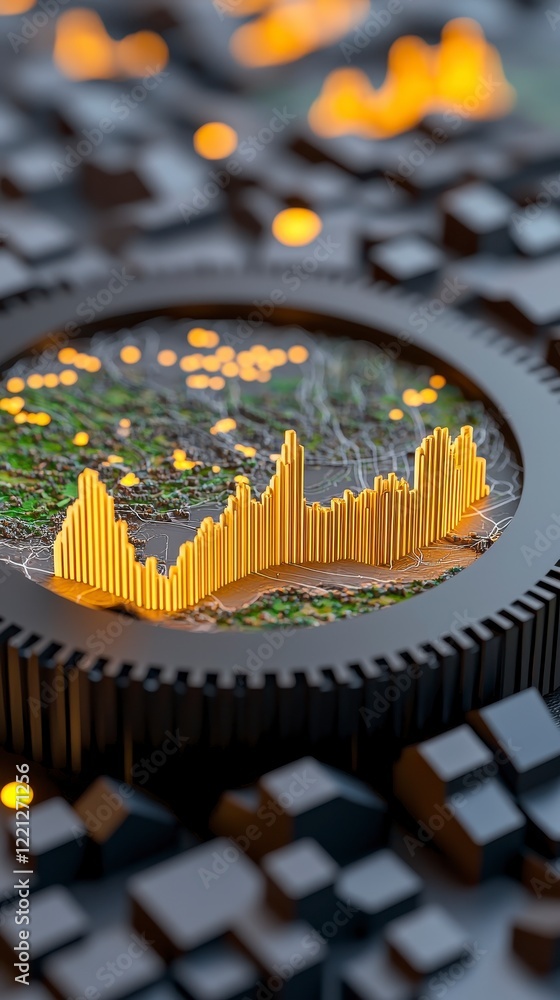 Poster abstract 3d golden graph in dark geometric landscape: data visualization and technological advanceme