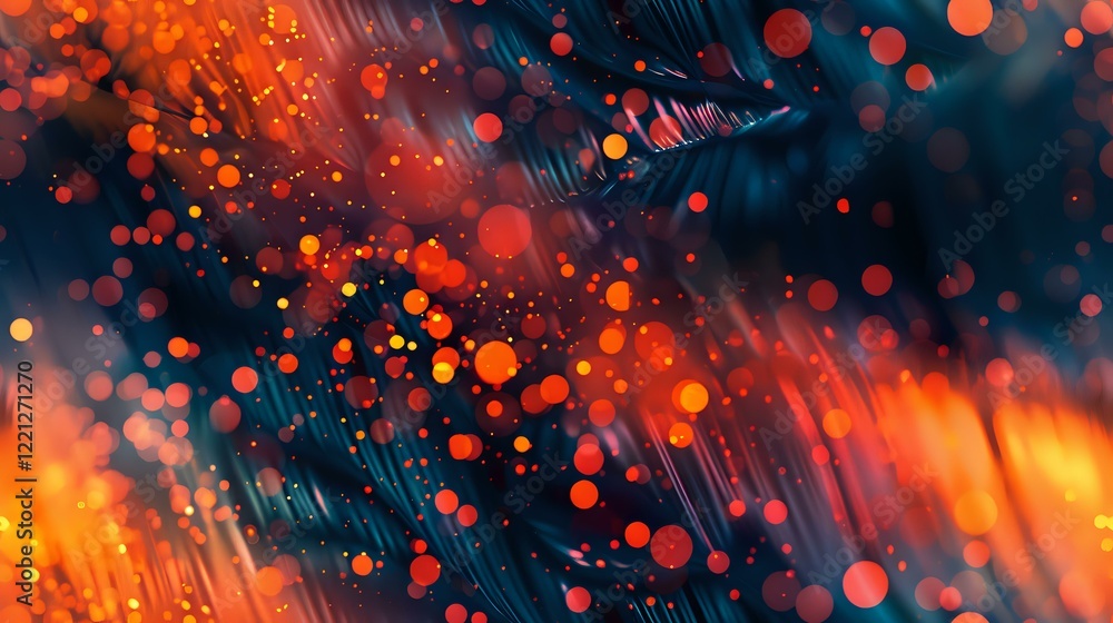 Aufkleber abstract dynamic background with orange and blue bokeh lights creating dramatic contrast. perfect fo