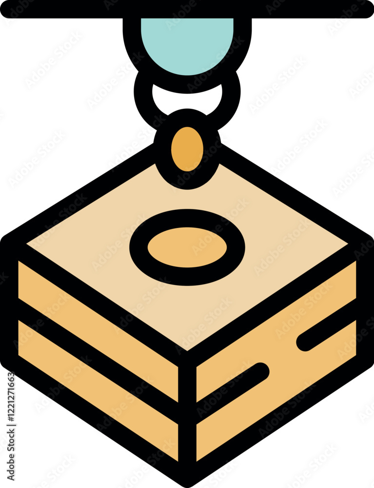 Poster innovative 3d printing technology creating a perfect cube by layering liquid material