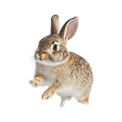 Obraz premium Rabbit Hopping Across Fresh Snow Isolated on Transparent Background