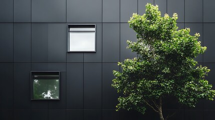 modern office building  exterior design in front of  tree