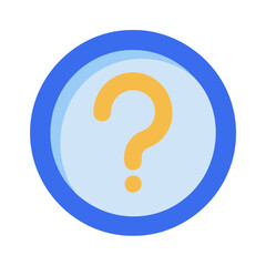 Minimalist Question Mark Icon in Blue and Orange with Copy Space