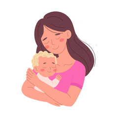 Mother with a little child. Vector illustration.