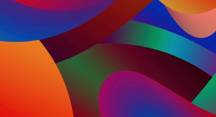 Vibrant Abstract Composition: A visually stunning artwork showcasing a dynamic arrangement of fluid shapes and gradients.