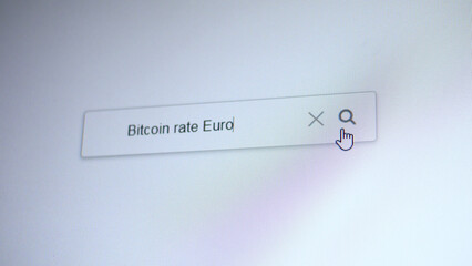 A search bar with the entering query Bitcoin rate Euro