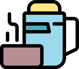 French press coffee maker is brewing and preparing delicious coffee for breakfast