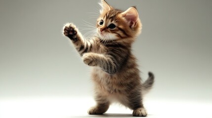 Obraz premium Adorable Kitten Playing: A Playful Portrait of a Young Cat