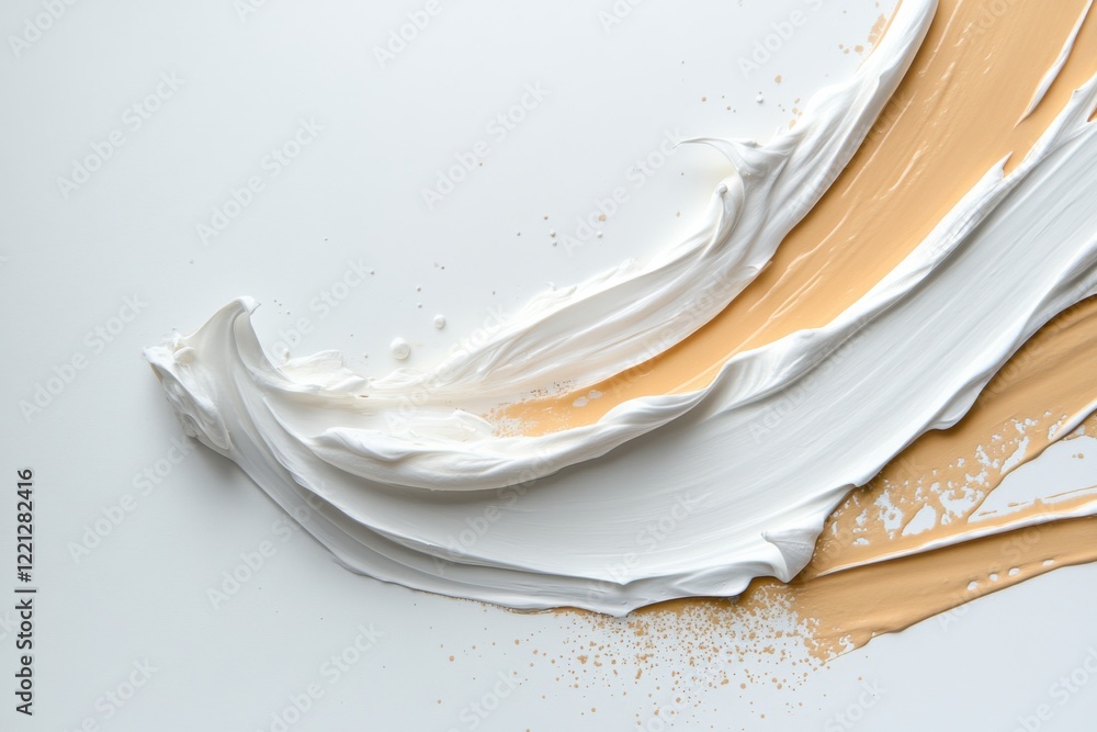 Poster creamy textures blend smoothly on a white canvas, creating an artistic expression of color and form 