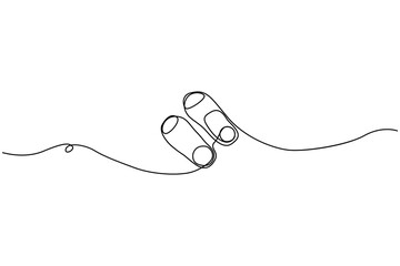 Fototapeta premium Summer flip flop foot Sandals continuous single line art outline Slippers vector icon