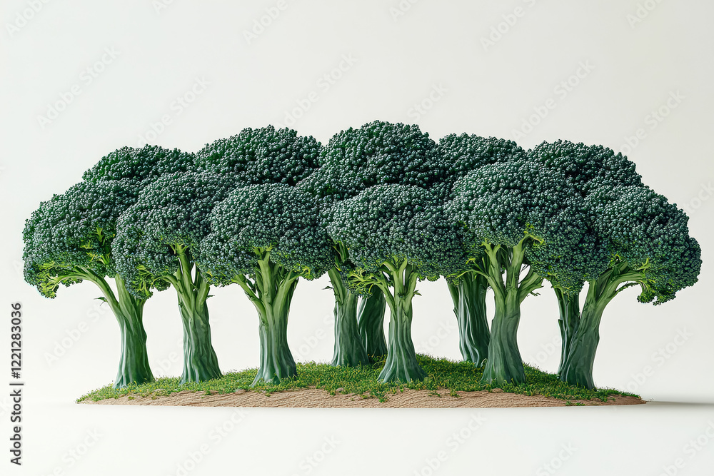 Poster row of trees with green leaves. the trees are tall and are lined up in a row