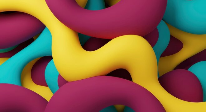 Abstract Geometry: A vibrant and captivating abstract composition featuring interwoven, soft-edged shapes, exuding a sense of dynamism and modern art appeal.