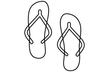 Summer flip flop foot Sandals continuous single line art outline Slippers vector icon