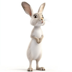 Obraz premium rabbit, rabbit white, rabbit cartoon, rabbit wild on white background, 3D cartoon