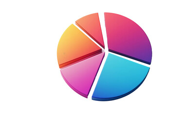 Fototapeta premium Circular Chart Icon Representing Progress and Growth Isolated on transparent background.