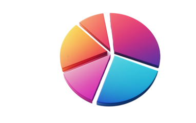 Circular Chart Icon Representing Progress and Growth Isolated on transparent background.