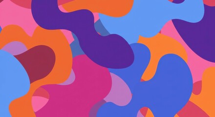 Playful Abstract Design: A vibrant display of flowing, amorphous shapes in a dynamic array of colors, creating a visually captivating and modern composition.