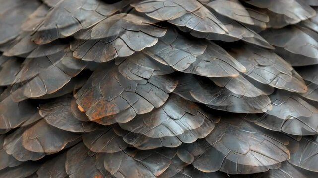 Unique close-up of overlapping turtle shells showcasing intricate natural patterns and textures in a serene environment