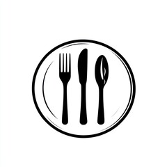 Cutlery on plate, restaurant menu design