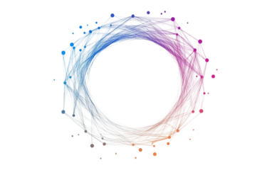 Circular Symbol with Interconnected Lines of Connectivity Isolated on transparent background.