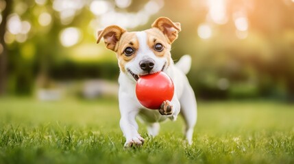 Joyful Jack Russell Terrier Playing Fetch in a Lush Green Park