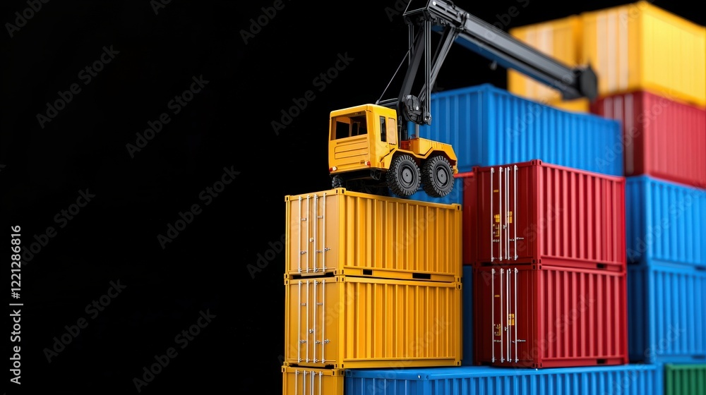 Poster logistics and shipping: a dynamic image showcasing the efficiency of global logistics. colorful ship