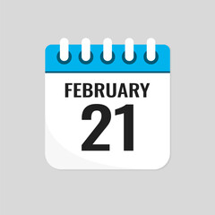 Icon page calendar day - 21 February