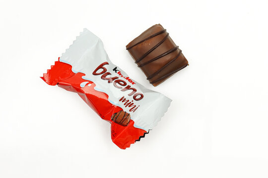 kinder bueno mini chocolate wafer praline isolated on white background