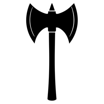 recommend clip art: Simple, bold silhouette of an axe, suitable for various design projects.