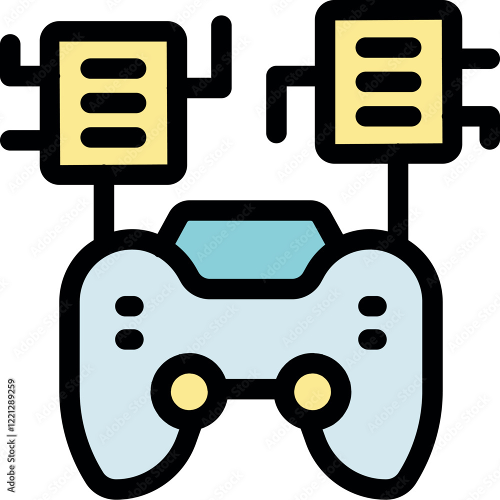 Poster wireless gamepad connecting to microchips, symbolizing the integration of gaming technology and hard