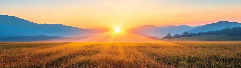 Obraz premium Divine aura illuminating a serene meadow at sunrise