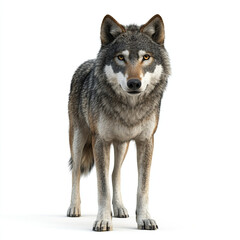 wolf, wolf face, grey wolf, wild wolf, on white background, 3D cartoon