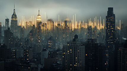 Technological Urban Landscape with Data Visualization