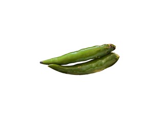 Grilled green chili pepper isolated on white background. Spicy. Herb and Thai vegetable