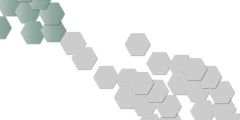Abstract geometric technology embossed grey green and grey hexagon on transparent honeycomb vector illustration  background.