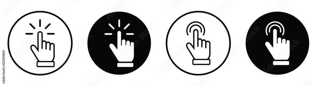 Poster hand cursor click icon set. hand pointer icon. pointer vector icon. finger pointer icon. hand cursor and pointer icon for app, ui and website. vector illustration on transparent background