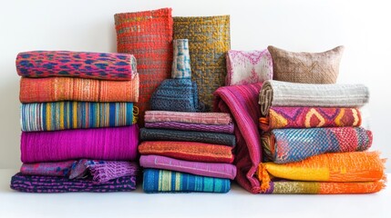 Vibrant Collection of Woven Textiles and Pillows